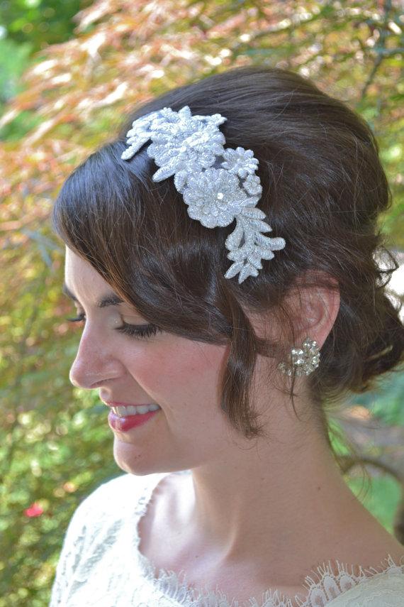 زفاف - White Bridal Haircomb, Wedding Headpiece, Bridal Headpiece, Ivory or White Hair Comb, Beaded Headpiece for Bride