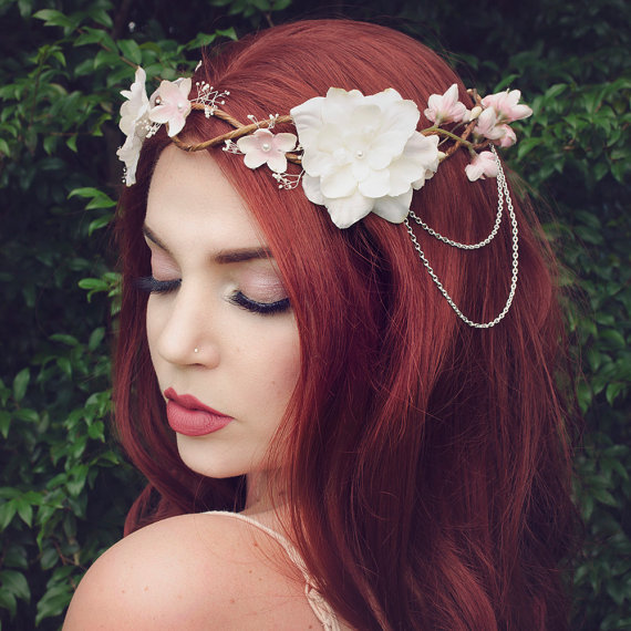 زفاف - Bridal flower crown - boho headpiece