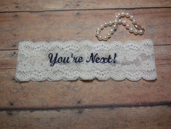 Свадьба - You're Next Garter, Embroidered Garter, Garter, Toss Garter, Blue Garter, Something Blue, Garter, Personalized Garter, Custom Garter