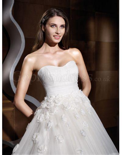 Wedding - Appliqued Ball Gown Empire Ruching Zipper Back  Wedding Dress