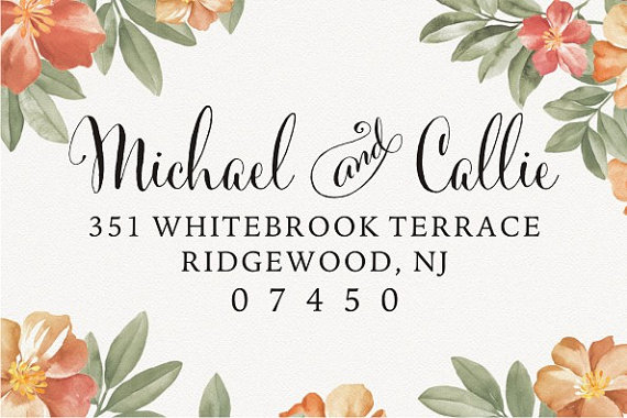 Wedding - Return Address Stamp - Personalized Custom Wood or Self-Inking Wedding Stamp - design 036