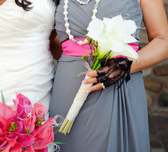 Hochzeit - Bridal Bouquet Calla Lily Shabby Chic Burlap and Lace Wedding Flowers Bouquet Bride Rustic