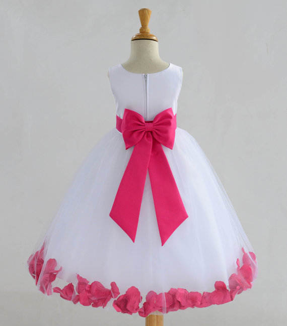 زفاف - White Flower Girl dress bow sash pageant petals wedding bridal children bridesmaid toddler elegant sizes 6-9m 12-18m 2 4 6 8 10 12 14 