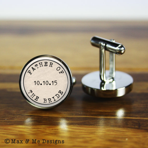 Mariage - Personalised wedding cufflinks - A personalized gift for the Father of the Bride on your wedding day (stainless steel cufflinks)