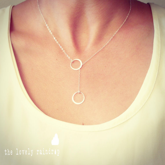 زفاف - SALE - Sterling Silver Eternity/Circle Lariat Necklace - 1/2" in diameter - Sterling Silver Jewelry - Gift For - Wedding Jewelry - Gift For