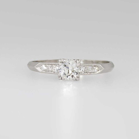 Mariage - Sparkling Retro 1940's 1/3ct t.w. Diamond Engagement Ring Platinum