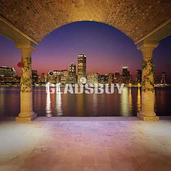 Mariage - City nightscape 10ft x 10ft Wedding Backdrop Computer Printed Photography Background zjz-556