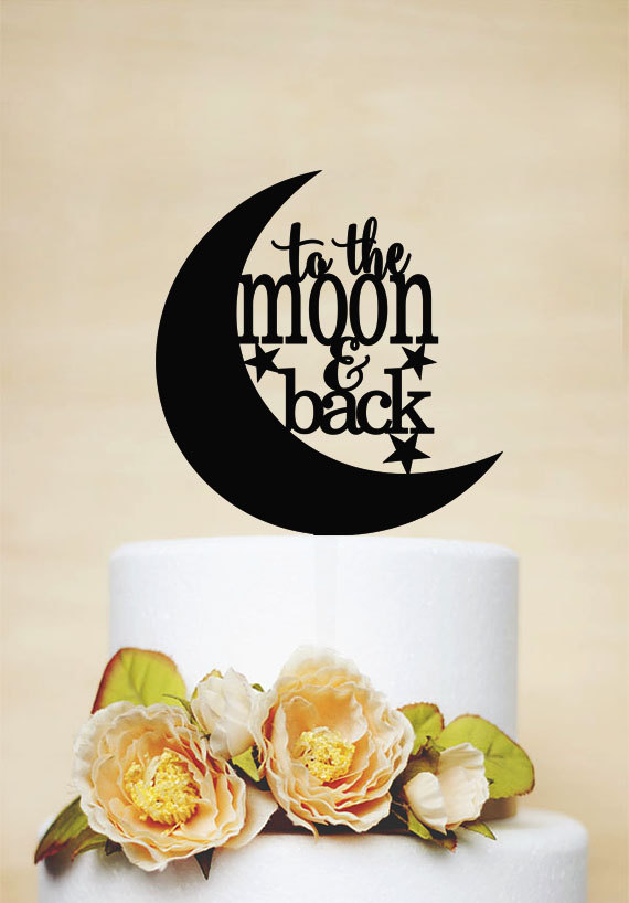 زفاف - To the Moon and Back Cake Topper,Wedding Cake Topper,Wedding Decor With Acrylic - P082