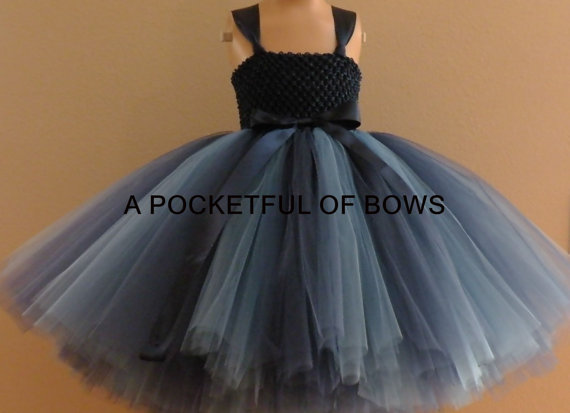 Mariage - Navy Flower Girl Tutu Dress, Long Tutu Dress, Toddler Formals