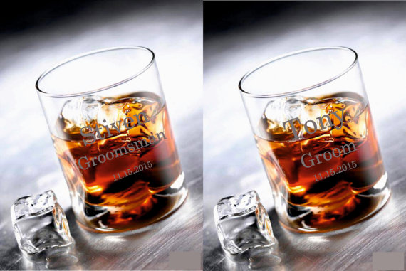 Wedding - 2 Personalized Whisky Glasses, Whisky Glasses, Groomsman Wedding Gifts, Custom Engraved Whisky Glasses, Groomsman party gift