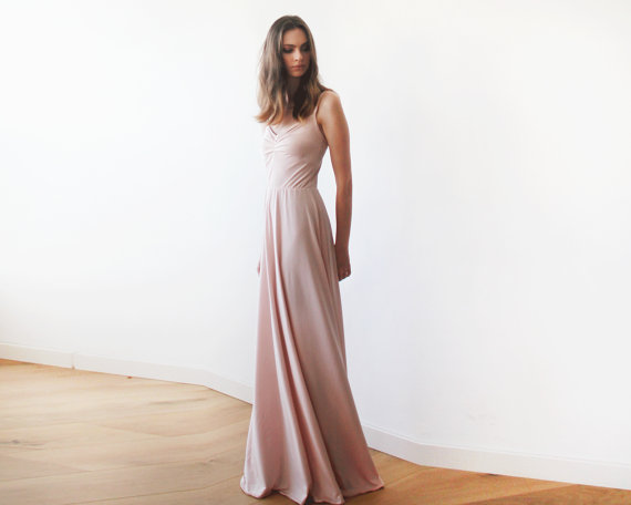 Hochzeit - Blush pink maxi ballerina gown, Sweetheart neckline blush maxi dress, Bridesmaids dress