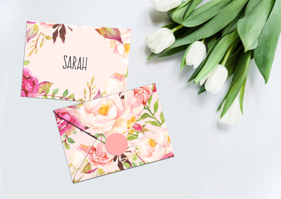 زفاف - Printable Envelope and Envelope Liner Set - Romantic Floral Blooms
