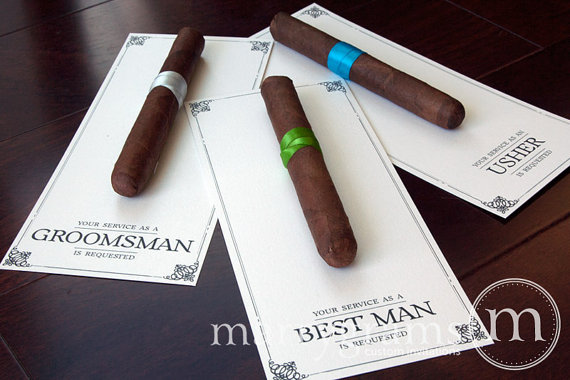 Wedding - Groomsman Card, Cigar Card Will You Be My Groomsman, Your Service Is Requested as Best Man, Ring Bearer, Usher -Way to ask Groomsmen -Single