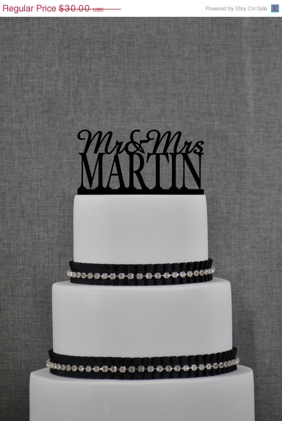 Mariage - Mr and Mrs Cake Topper, Personalized Last Name Wedding Cake Topper, Custom Wedding Topper, Elegant Wedding Topper, Unique Cake Topper (S007)