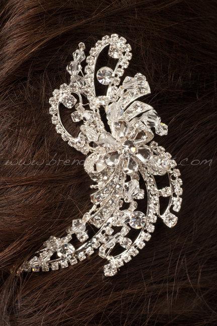 Hochzeit - Rhinestone and Crystal Bridal Hair Comb, Wedding Headpiece, Crystal Comb, Bridal Hair Piece - Macy