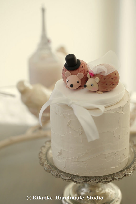 زفاف - Hedgehog Wedding Cake Topper---k764