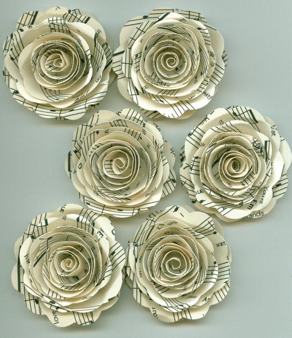 Mariage - Music Sheet Handmade Large Spiral Paper Flowers