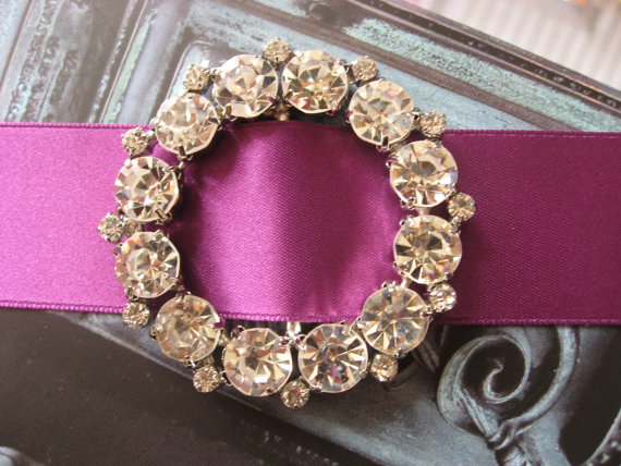 Hochzeit - Round sparkle wedding bridal rhinestone crystals dress buckle belt hair sash