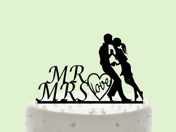 Mariage - Young Bride and Groom, Pure love, Empyrean love, Romantic filings, Wedding Cake Topper, Cake Decor, Silhouette Bride and Groom,