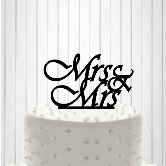 Wedding - Mrs & Mrs Cake Topper, Custom Wedding Cake Topper, Same sex wedding, Cake Decor,Wedding Cake Topper Silhouette, gay wedding