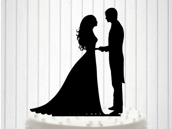 Свадьба - Custom Wedding Cake Topper Cake Decor Bride and Groom Cake Topper Silhouette Bride and Groom Wedding Cake Topper different colors