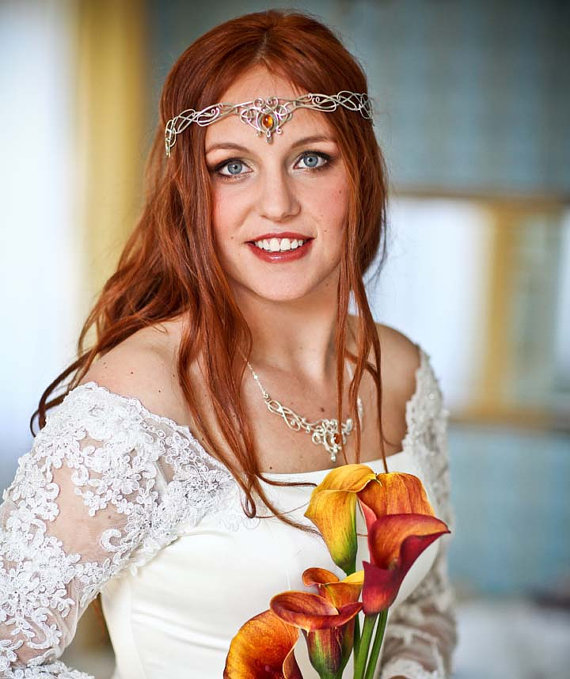 Wedding - SilverMoon Bridal  Circlet - Elven Celtic Headpiece Headdress Tiara Diadem Crown Headband - Medieval Fairy Renaissance - Celtic Jewelry