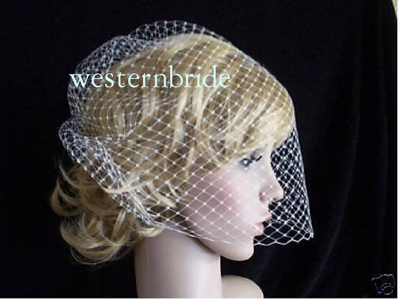 Свадьба - Ivory Birdcage veil . Full veil made with Russian net . With comb ready to wear.