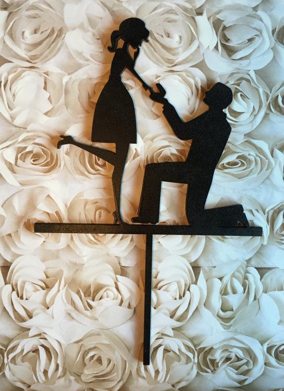 Wedding - Proposal Silhouette! Cake Topper for Engagement Parties, Bridal Showers, and Weddings