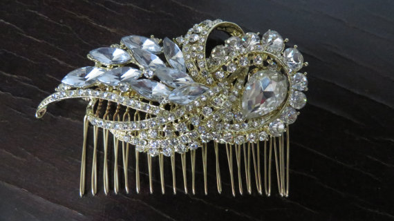 Mariage - Golden Comb Bridal Hair Comb Rhinestone Bridal Hair Comb Weddings Jewelry Silver  Rinestone Bridal Headpiece,Wedding Decorative Combs