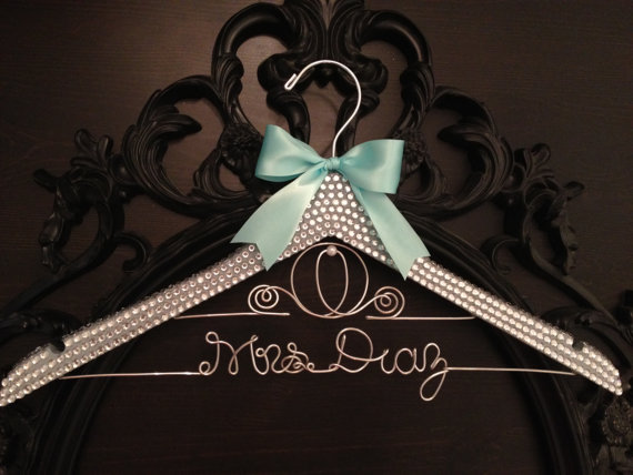 Wedding - BLING Wedding Hanger / Cinderella Bridal Hanger / Disney Hanger / Brides Name Hanger / Bride Hanger / Bling Wedding / Disney Wedding