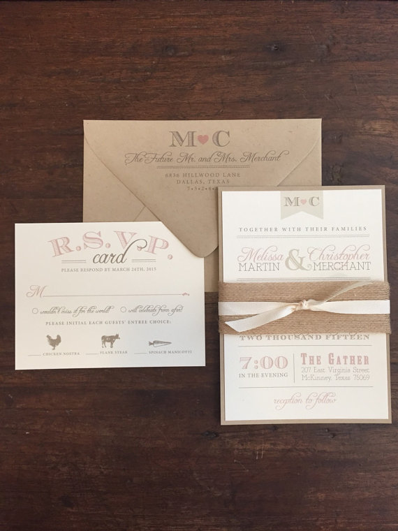 Mariage - Vintage Wedding Invitation Suite // Rustic and Vintage // Twine and Burlap // Purchase this Deposit to Get Started