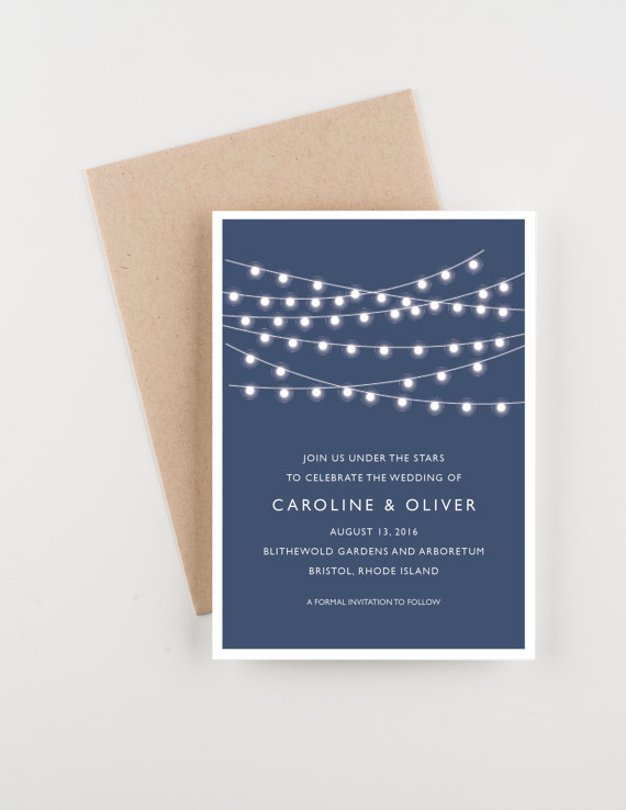 Mariage - String of Lights Save The Date, Under The Stars, Wedding Announcement, Bridal Shower