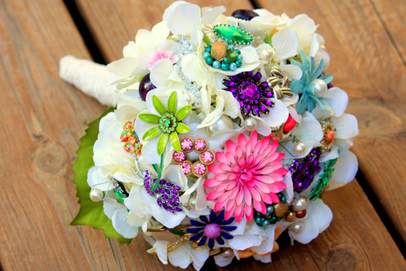 Hochzeit - Brooch Bouquet Vintage Wedding Lace bridal bouquet with free toss bouquet!!