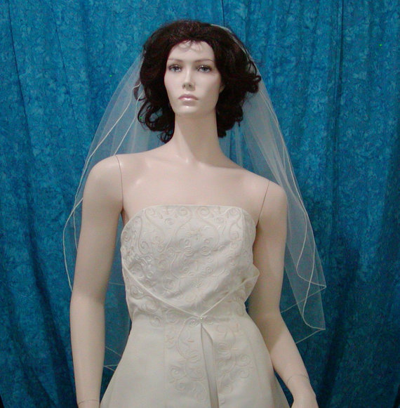 زفاف - Classic Style Bridal Veil 2 Tier Fingertip length