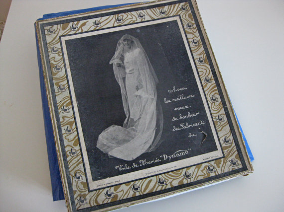 زفاف - SALE 1920s French wedding veil in original box art deco Gatsby flapper bride