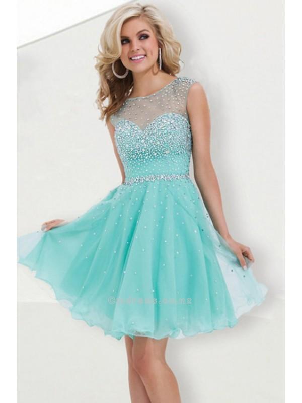 Wedding - A Line Scoop Short/Mini Color Mint As Picture Homecoming DressesSKU: TS11477-Tob2
