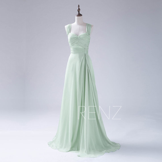 زفاف - 2015 Dusty Shale Bridesmaid dress, Double Straps Prom dress, Chiffon Party dress, Pleated dress, Long Sweetheart dress, Maxi dress (F108)