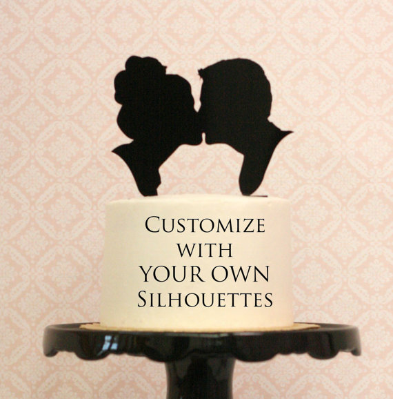 Wedding - YOUR SILHOUETTES on a  Wedding Cake Topper -  Personalized with your own Silhouettes
