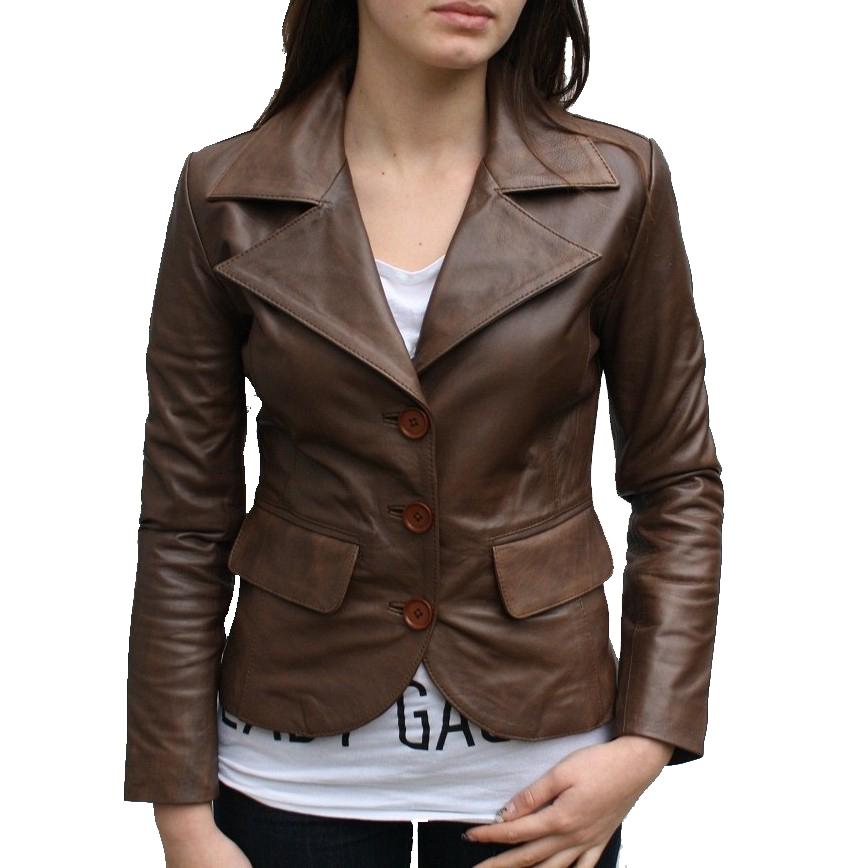 زفاف - Women brown leather jackets