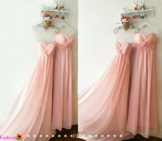 Wedding - Blush Pink Bridesmaid Dress,Inexpensive Peach Bridesmaid Dress,Pink Long Chiffon Bridesmaid Dress,Blush Bridesmaid Dress,Pink Prom Dresses