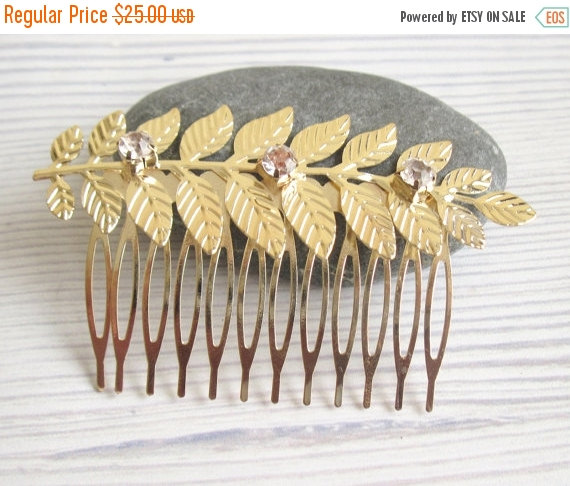Mariage - ON SALE 50% OFF Gold Leaf Hair Comb - Rhinestones Hair Comb - Gold Leaves Hair Comb - Gold Bridal Hair Comb - Wedding Hair Accessory