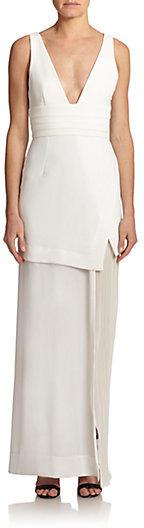 Hochzeit - NICHOLAS Asymmetrical Layered Crepe Gown