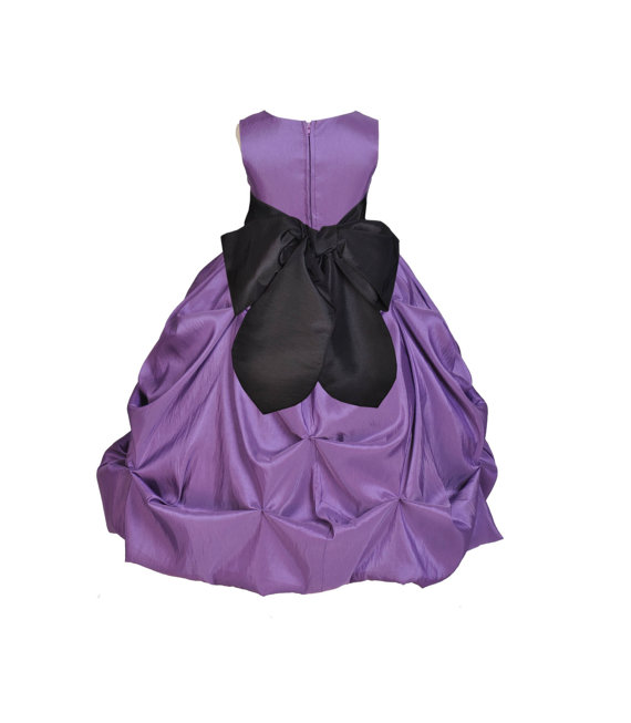 Mariage - Purple / choice of color sash Taffeta Flower Girl Dress pageant wedding bridal children bridesmaid toddler 6-9m 12-18m 2 4 6 8 10 