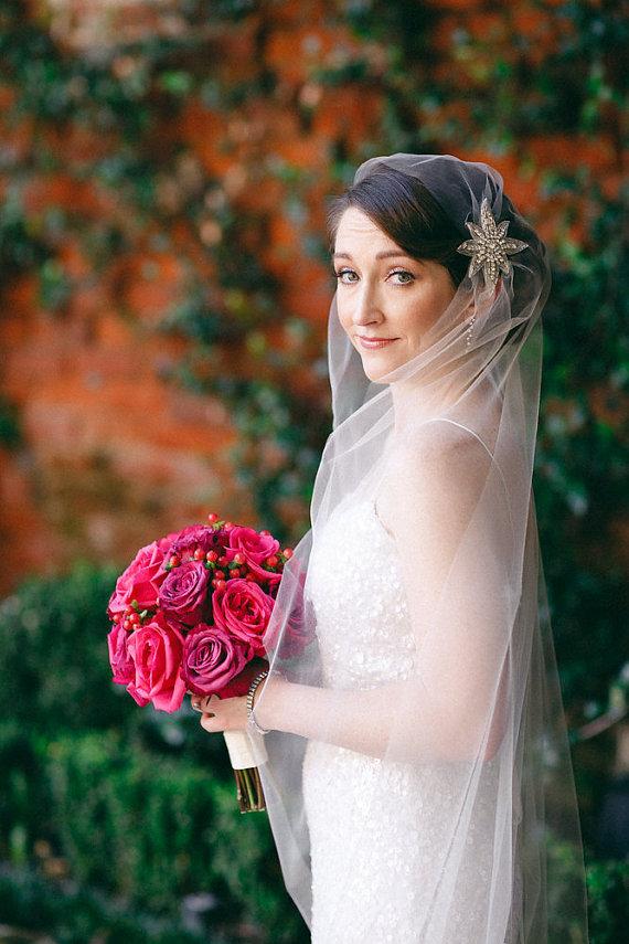 زفاف - Vintage style wedding veil, Art Deco Juliet Cap Veil Vintage Inspired Tulle Veil - Made to Order - CAROLYN - As Seen in Style Me Pretty