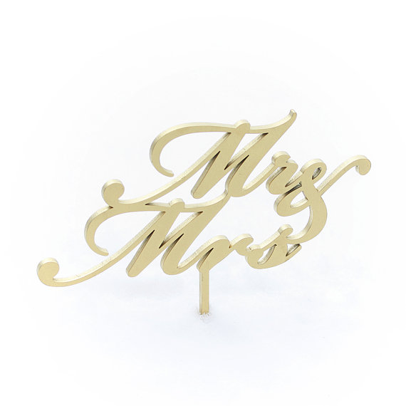 Mariage - SALE Mr and Mrs wedding cake topper in white, gold, black and maple
