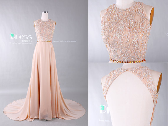 Свадьба - 2015 Sweet 16 Champagne Beading Lace  Prom Dress/Open Back Lace Prom Dress/Sexy Evening Gown/Long Prom Dress/Backless Prom Dress DH378