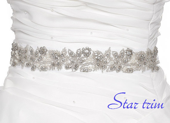 زفاف - SALE GABBY Wedding Belt, Bridal Belt, Sash Belt, Crystal Rhinestones & Pearls