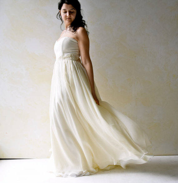 Hochzeit - Fairy Wedding Dress, Strapless wedding dress, Wedding Gown, Boho wedding dress, Plus size Wedding dress, custom, Alternative wedding dress