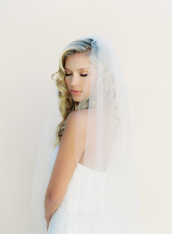 زفاف - Simple Wedding Veil, Single Layer Bridal Veil, Double Layer Veil, Two Tier Veil, Tulle Veil, Cathedral Veil, Style: Little Something #0802