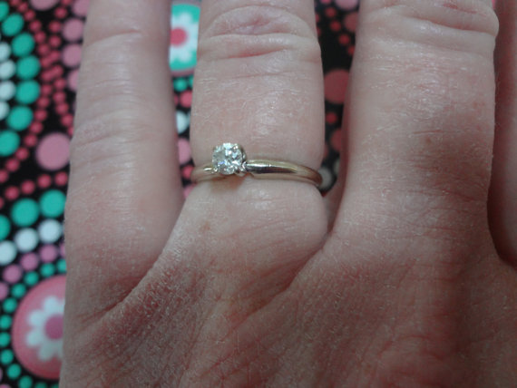 زفاف - 14k Diamond Solitaire Ring White Gold Engagement Ring Size 6 3/4 Promise Ring Gold Band Wedding Ring Bride Groom Solitaire Ring 6.75